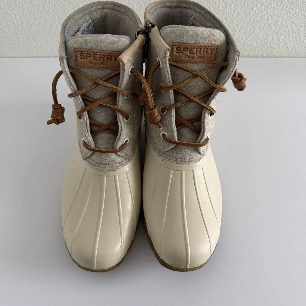 Sperry‎ Saltwater Wool Embossed Thinsulate 200g Rubber Duck Boot Oat Womens 7